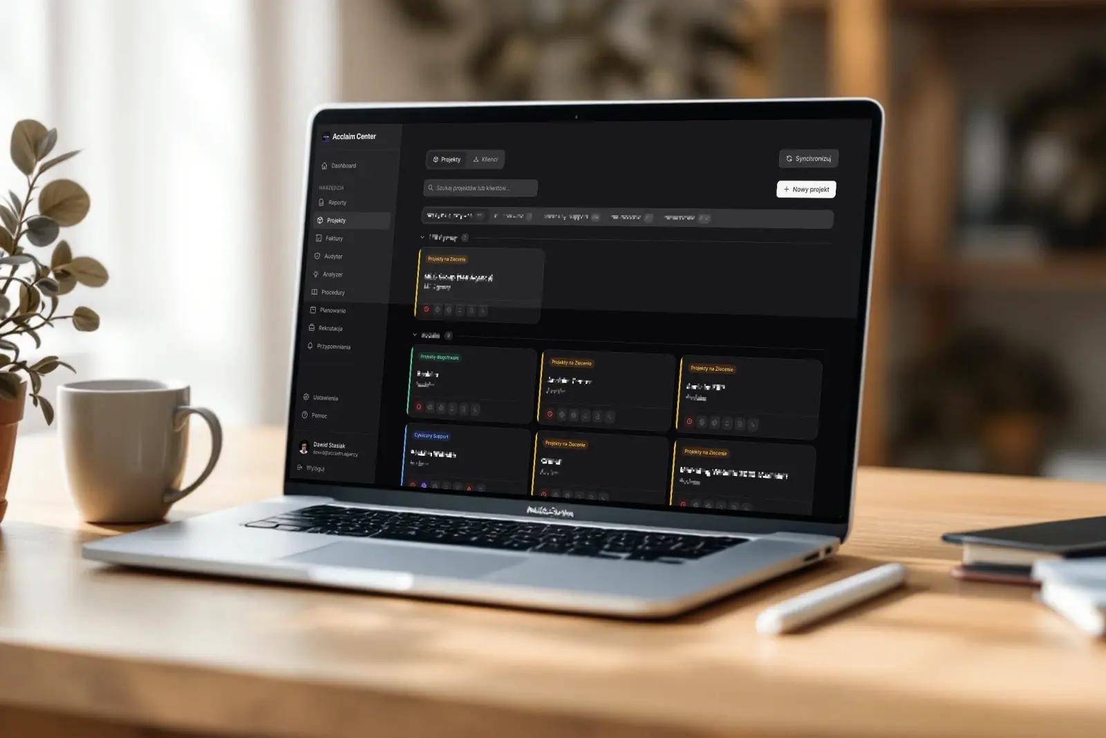 Zrzut ekranu aplikacji acm__erp - panel projektów agencji Acclaim